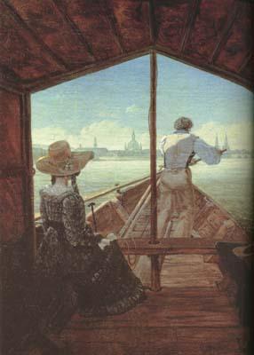 Carl Gustav Carus Boat Ride on the Elbe,near Dresden (mk10) France oil painting art